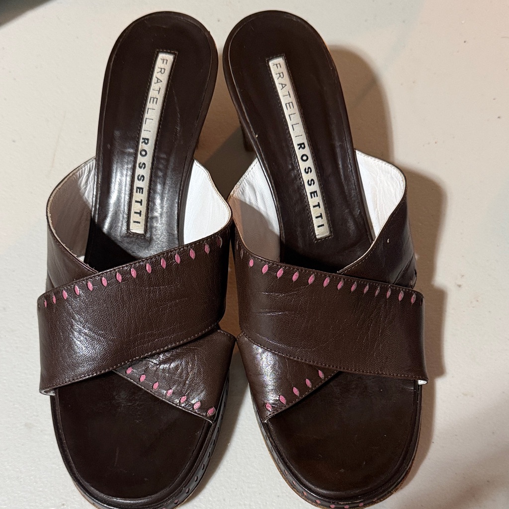 Fratelli Rossetti Brown And Pink Leather Mules